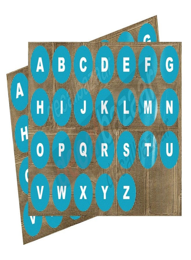 Decalbazaar A to Z Alphabet Round Letter Labels (Set 2), Vinyl Glossy Finish, 1 Inch, Sky Blue, Indoor Outdoor Use - Image 1